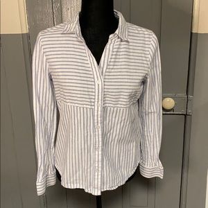 Stitchfix Alice Blue Striped Button Down Linen Top